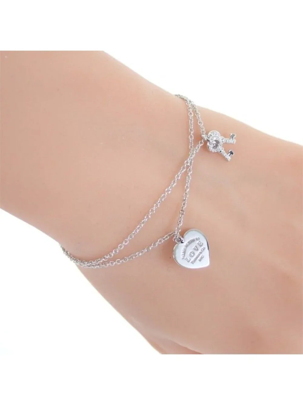 Tiffany & Co Love Heart Tag Key Return to Tiffany Bracelet 18k White Gold